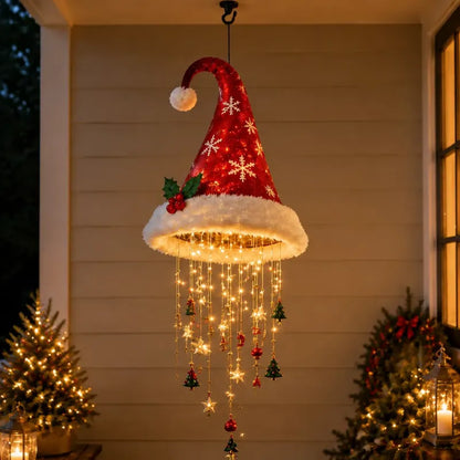 LED Light-Up Witch Hat hanging decor by MadeMine, festive Halloween and Christmas hanging ornament with illuminated design.