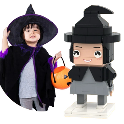 Figuras de ladrillo personalizadas de cuerpo completo para 1 persona, bloques de partículas pequeñas, figuras de ladrillo de pequeño mago, regalos de Halloween.