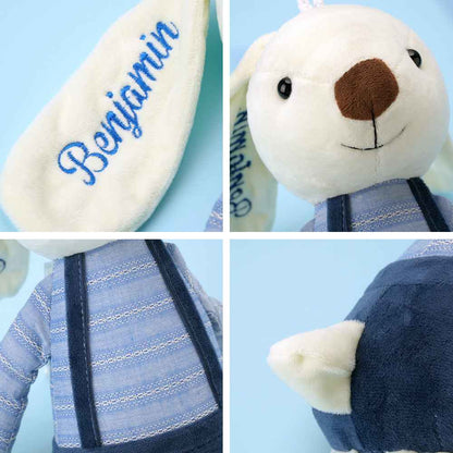 Personalized Bunny Plush — Custom Rabbit with Embroidered Name Gift for Kids