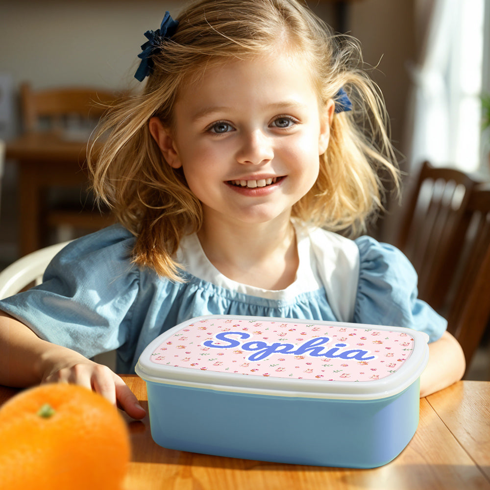 Personalized Cartoon Rabbit Lunch Box – Custom Name Kids Back to School Gift