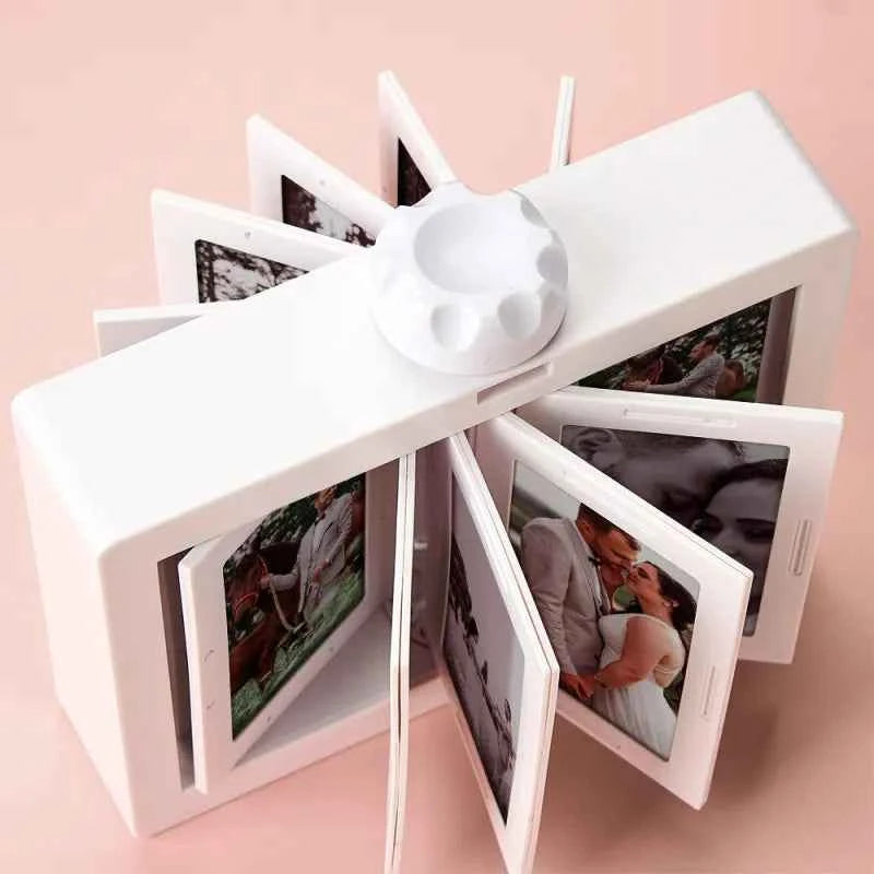 Personalized Rotating Photo Frame Carousel Custom Photo Desktop Photo Reel Flip & Spin Photo Box