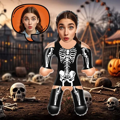 Muñecas hinchables personalizadas con esqueleto de cara de mujer, divertidas, globo inflable personalizado, muñeca de aire para fiestas, regalos de Halloween de terror.