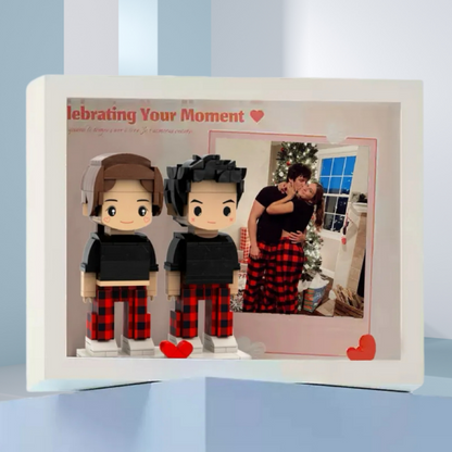 Full Body Custom 2 people Cute Brick Figure with Photo