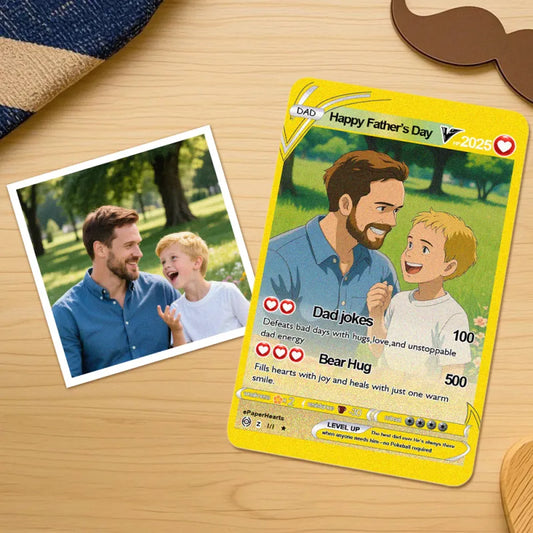 Custom Father's Day Poke Card by MadeMine featuring personalized design and colorful poke-themed artwork for dad gift.