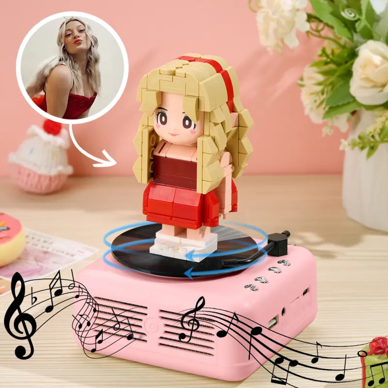 Custom Full-Body Brick Figure – 1 Person with Bluetooth Speaker Base