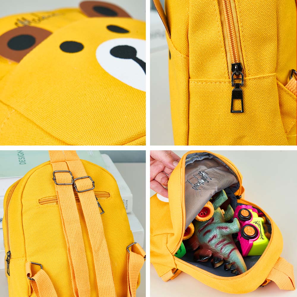 MadeMine personalized mini bear embroidery kids backpack with custom name, ideal for school and gifts.