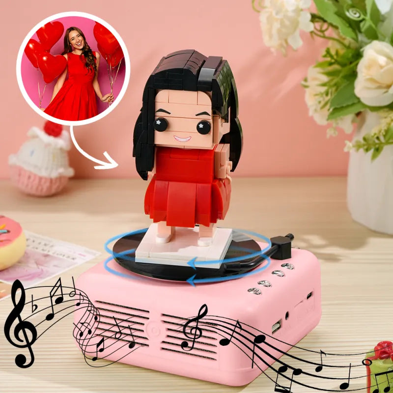 Custom Full-Body Brick Figure – 1 Person with Bluetooth Speaker Base