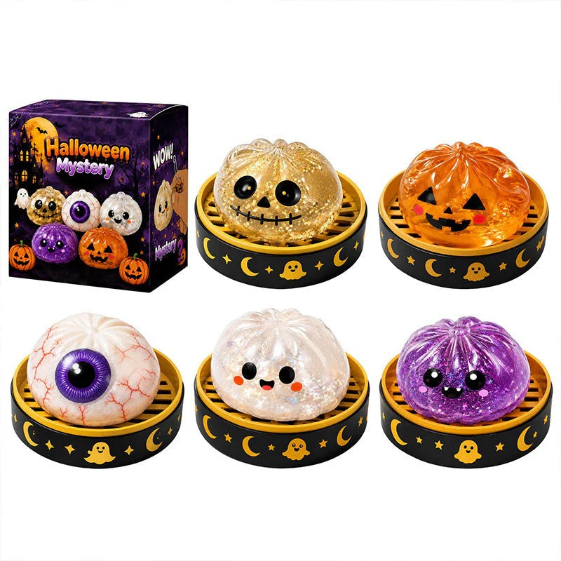 Colorful Halloween squishy toy by MadeMine featuring a spooky design, soft and squeezable for stress relief and fun.