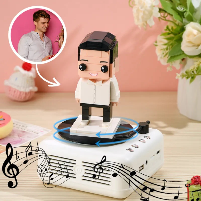 Custom Full-Body Brick Figure – 1 Person with Bluetooth Speaker Base