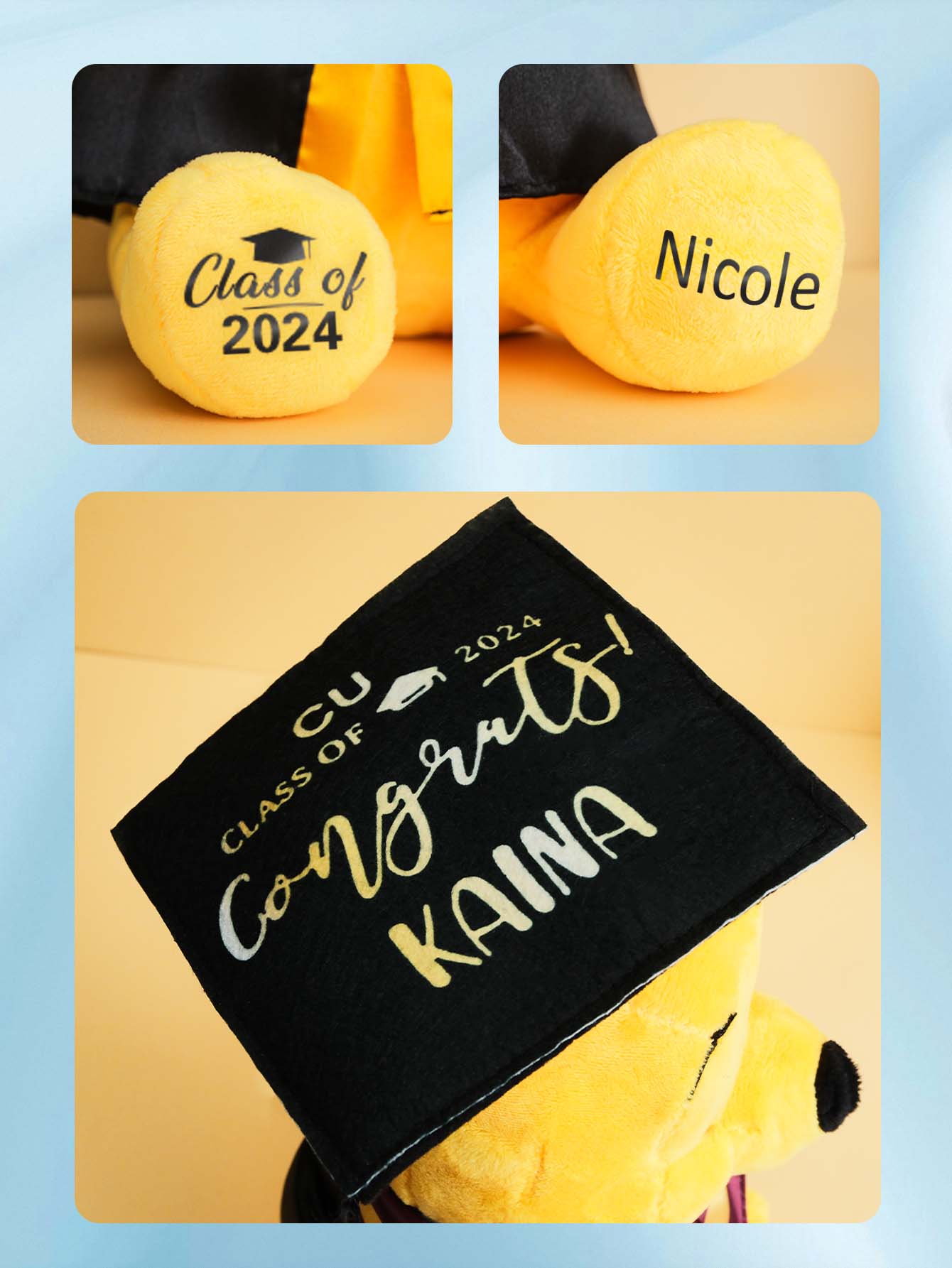 Personalized Graduation Bear - Custom Name & Date Engraved Keepsake Gift - Mini Brick Custom