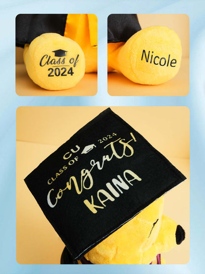 Personalized Graduation Bear - Custom Name & Date Engraved Keepsake Gift - Mini Brick Custom
