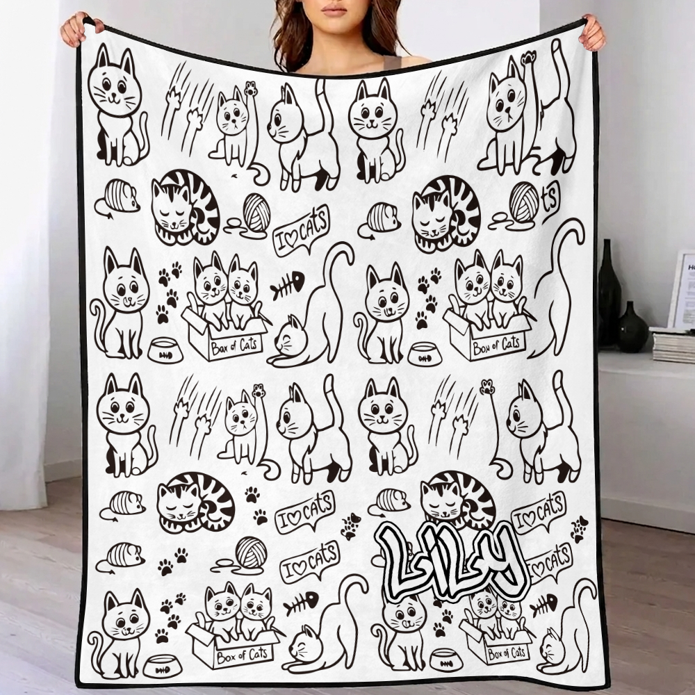 DIY drawing and custom text blanket by MadeMine featuring colorful markers, washable keepsake blanket for kids and adults.