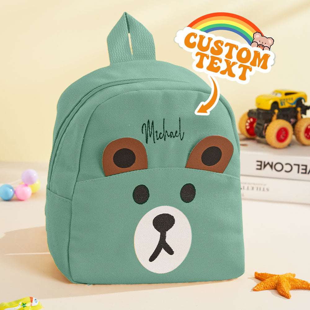 MadeMine personalized mini bear embroidery backpack for kids, featuring custom name, perfect for school or as a gift.