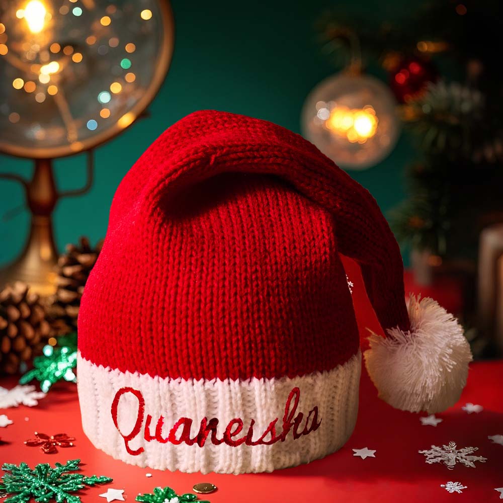 Personalized Christmas Hat Embroidered Name Santa Hat Christmas Gift for Family 4