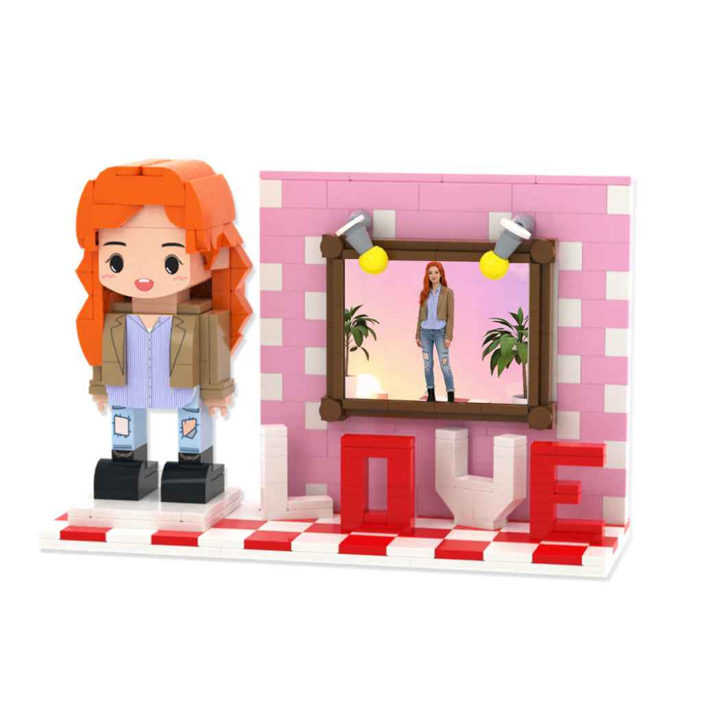 Full Body Custom 1 Person Cute Brick Figure with LOVE Mother's Day Gift