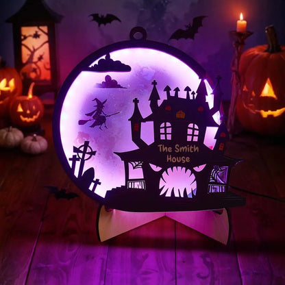 Luz de Halloween personalizada con nombre, decoración para el hogar, lámpara de noche para Halloween, regalo de Halloween.