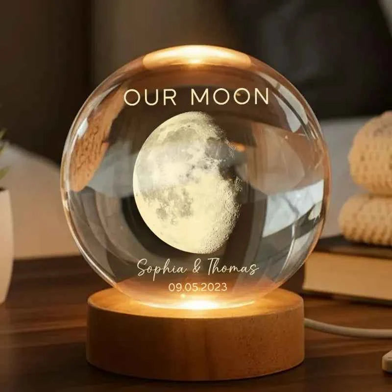 Personalized Our Moon Special Day Crystal Ball LED