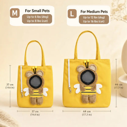 MadeMine personalized pet carrier sling bag with breathable canvas, designed for small dogs and cats, showing adjustable shoulder strap.