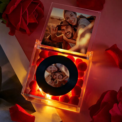 Mini Music Record Player – Custom Photo Acrylic Box with Light