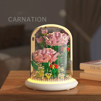 White Daisy Bouquets DIY Flower Building Set Perfect Birthday Gift with Dust Cover Valentines Gift