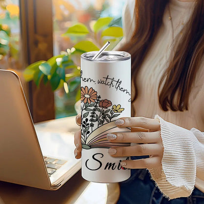 Personalized Wildflowers Teacher Tumbler – 20oz Skinny with Lid & Straw