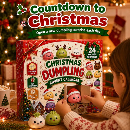 MadeMine 2026 Christmas Squishy Advent Calendar with 24 dumpling-shaped fidget toys for kids, featuring festive holiday designs.