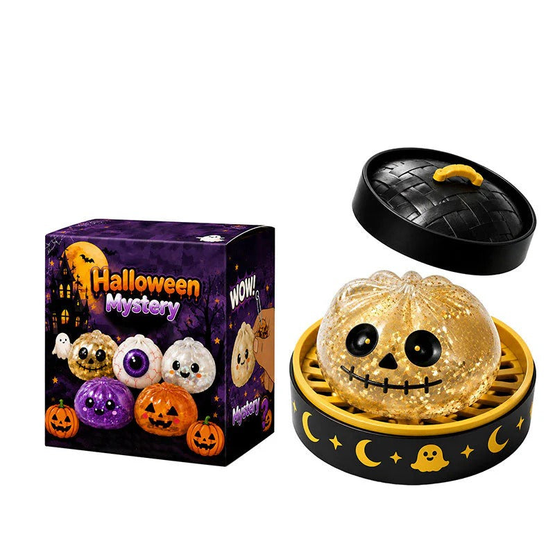 Colorful Halloween squishy toy by MadeMine featuring a spooky design, soft and squeezable for stress relief and playful fun.