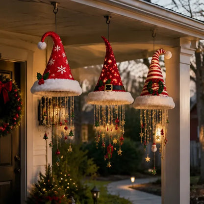 LED light-up witch hat hanging decor from MadeMine, perfect for Halloween and Christmas, with festive lighting and hanging design.