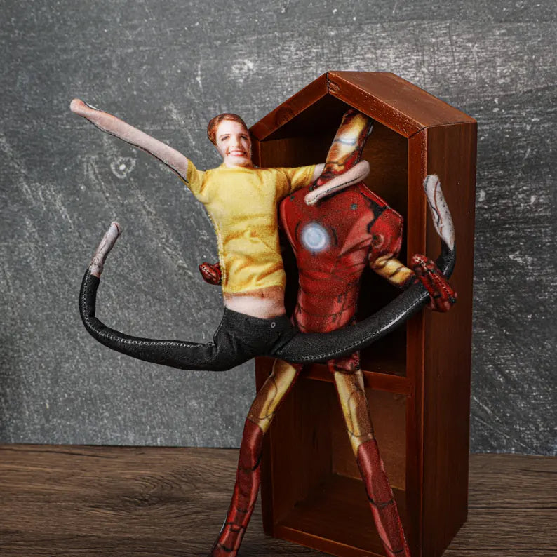 Personalized MadeMine Mini Me doll in a poseable full-body pose, perfect as a custom photo gift.