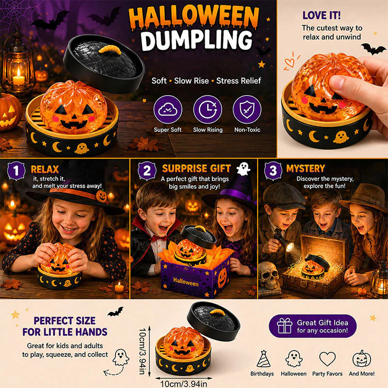Colorful Halloween squishy toy from MadeMine featuring a spooky design, soft and squeezable for stress relief or fun Halloween decor.