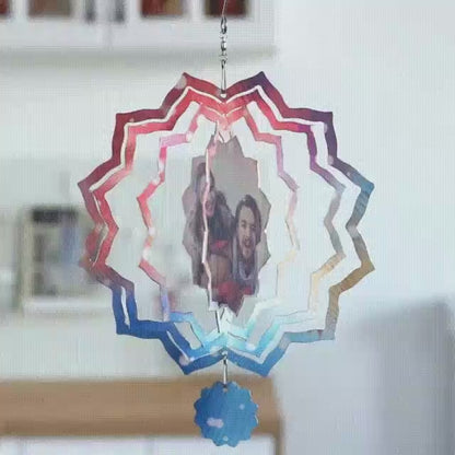 Custom Photo Snowflake Wind Spinner Chime Garden Decoration