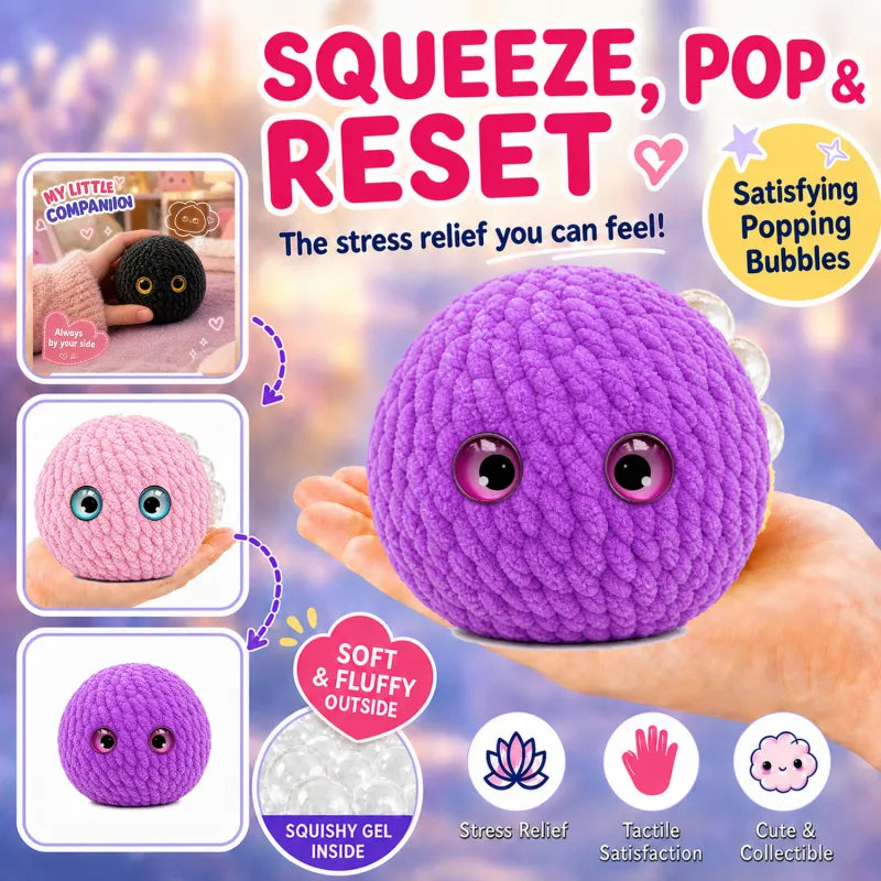 MadeMine crochet bubble squishy ball fidget toy with soft, textured crochet cover and colorful bubble design for sensory stress relief.
